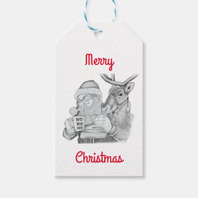 Santa Claus and Reindeer Gift Tags (Front)