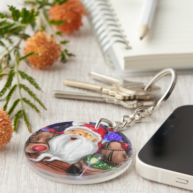 Santa Claus and Reindeers Keychain (Front Right)