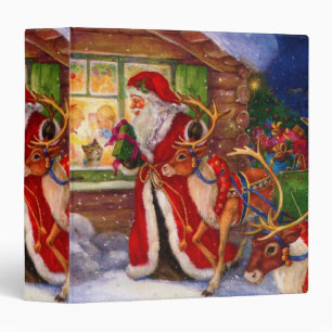 Santa claus and rudolph 3 ring binder