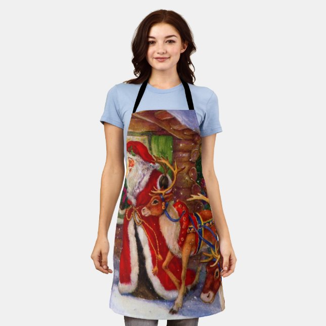Santa claus and rudolph apron (Worn)