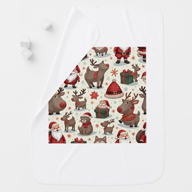 Santa Claus and Rudolph Baby Blanket (In Situ)