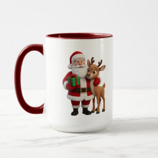 Santa Claus and Rudolph Cartoon Mug