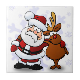 SANTA CLAUS AND RUDOLPH CERAMIC TILE