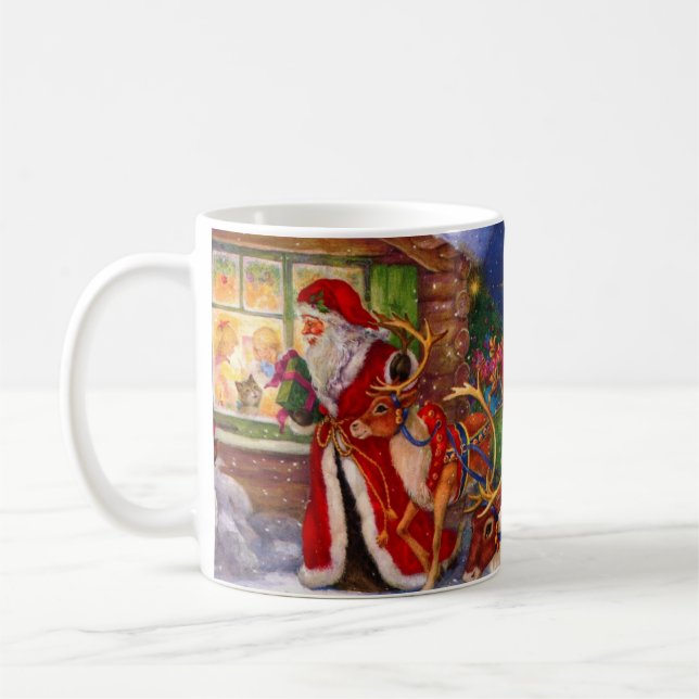 Santa claus and rudolph coffee mug (Left)