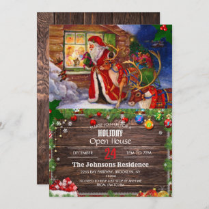 Santa claus and rudolph         invitation
