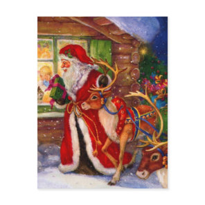 Santa claus and rudolph postcard