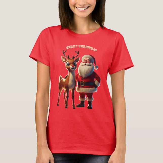 Santa Claus and Rudolph the Red-Nosed Reindeer URM T-Shirt (Front)