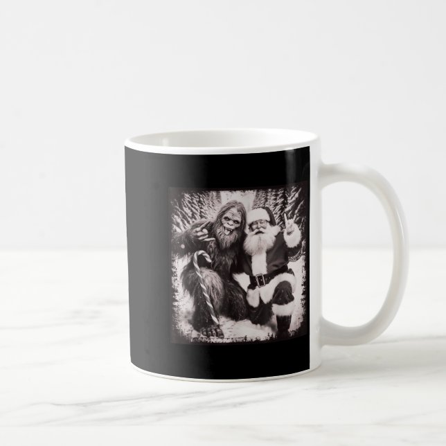 Santa Claus And Sasquatch Bigfoot Funny Joyful Sno Coffee Mug (Right)