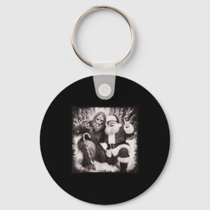 Santa Claus And Sasquatch Bigfoot Funny Joyful Sno Keychain