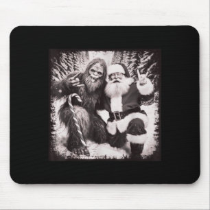Santa Claus And Sasquatch Bigfoot Funny Joyful Sno Mouse Pad