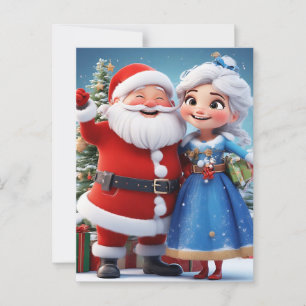 Santa Claus and Snow Maiden Celebrating Christmas Postcard