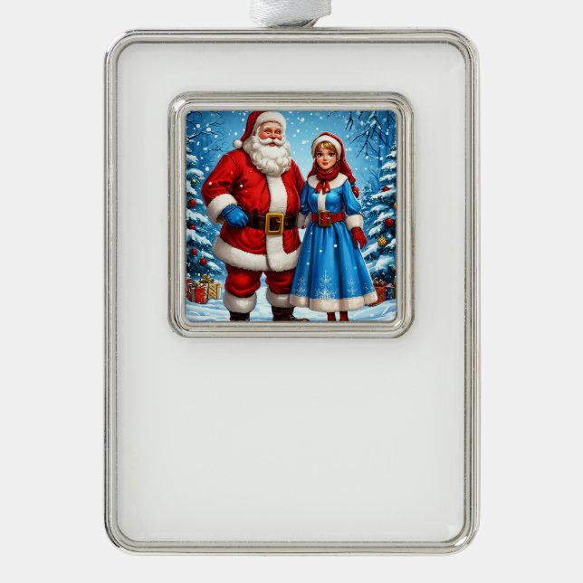 Santa Claus and Snow Maiden Christmas Ornament (Front)