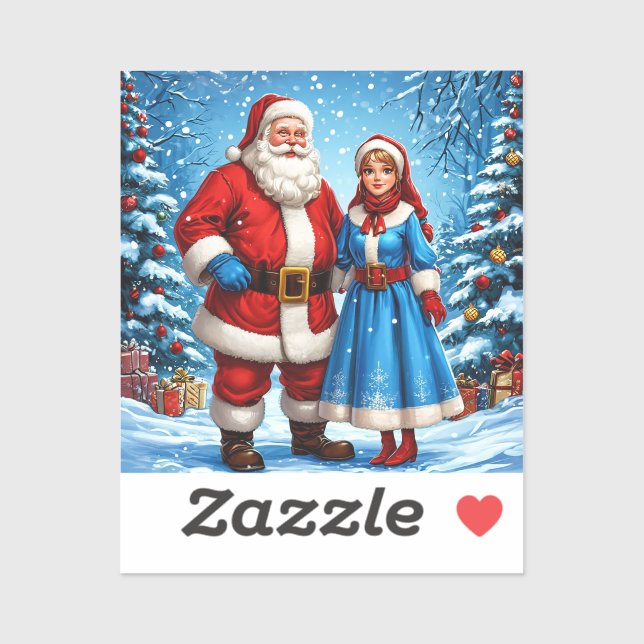 Santa Claus and Snow Maiden Sticker (Sheet)