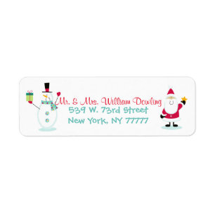 Santa Claus and Snowman Christmas Return Address Label