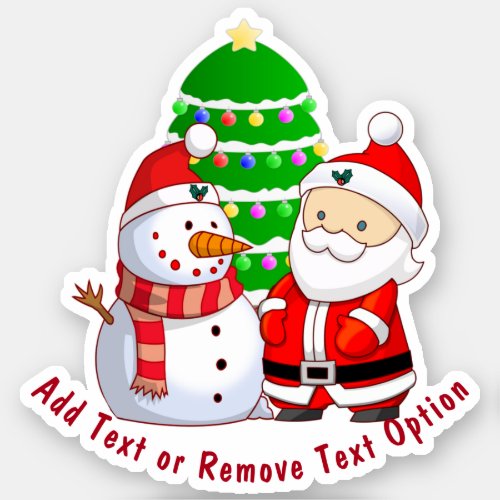 Santa Claus and Snowman Christmas Sticker