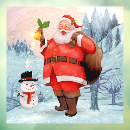 Santa Claus and Snowman Christmas Window Cling