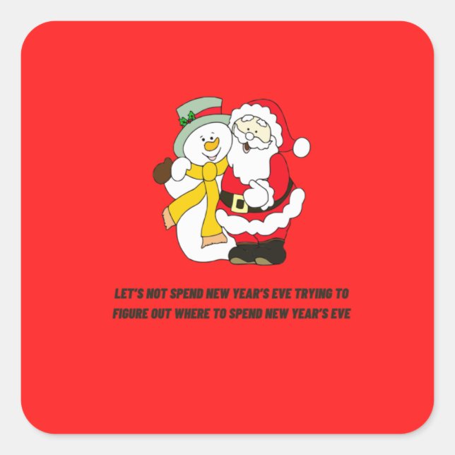 Santa Claus and Snowman Holiday Fun Square Sticker (Front)