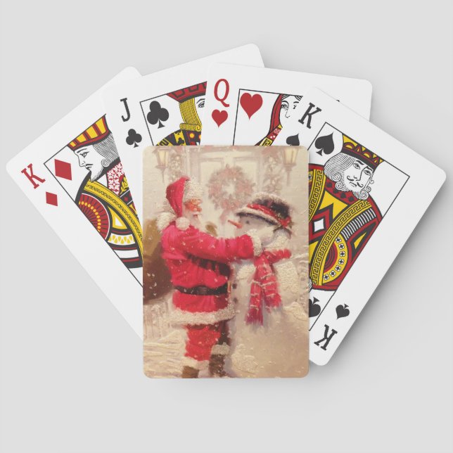 Santa Claus and Snowman Poker Cards (Back)