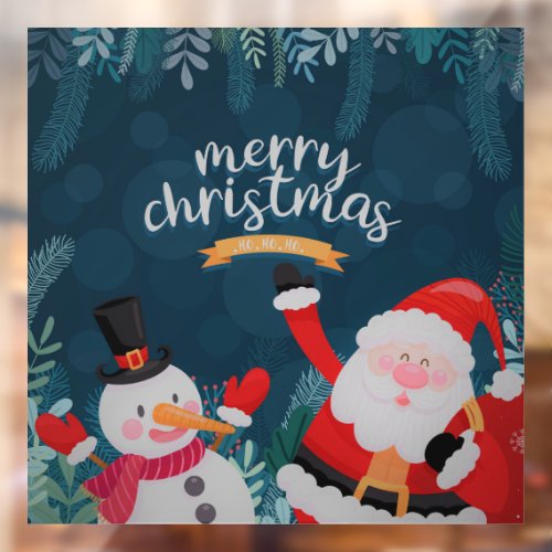 Santa Claus and Snowman Window Cling