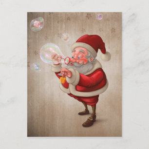Santa Claus and the bubbles soap Holiday Postcard
