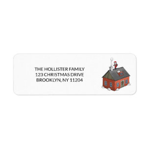 Santa Claus and the little red house Label