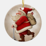 Santa Claus And The Push Scooter Ceramic Ornament at Zazzle