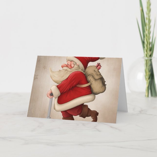 Santa Claus and the Push scooter Holiday Card (Front)