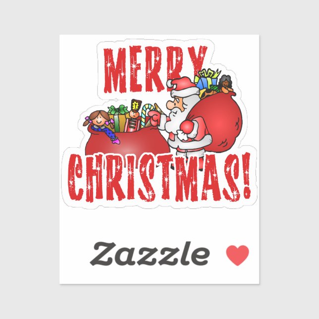 Santa Claus and Toy Bag Christmas Sticker (Sheet)
