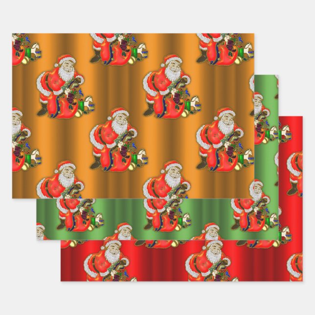 Santa Claus and Toys Christmas Wrapping Paper Sheets (Set)