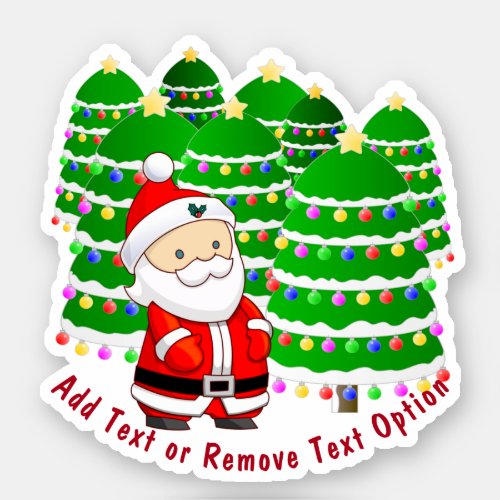 Santa Claus and Trees Christmas Sticker
