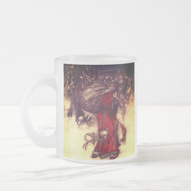 Santa Claus Arthur Rackham  Frosted Glass Coffee Mug (Left)