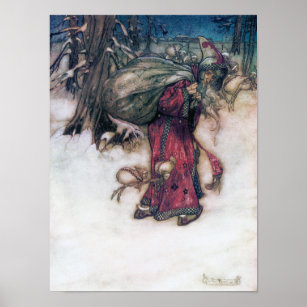 Santa Claus, Arthur Rackham Illustration Poster