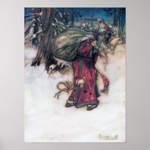 Santa Claus Arthur Rackham Illustration Poster