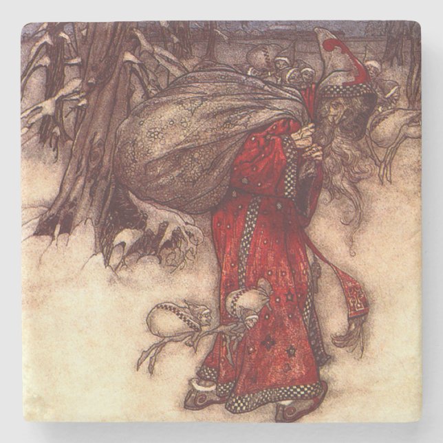 Santa Claus Arthur Rackham  Stone Coaster (Front)