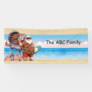 SANTA CLAUS at beach on Christmas in July Banner