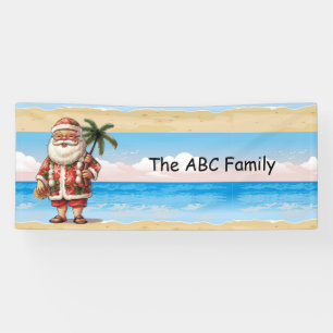  SANTA CLAUS  at beach on Christmas in July Banner