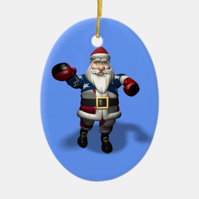 Santa Claus At Boxing Day Ceramic Ornament (Front)