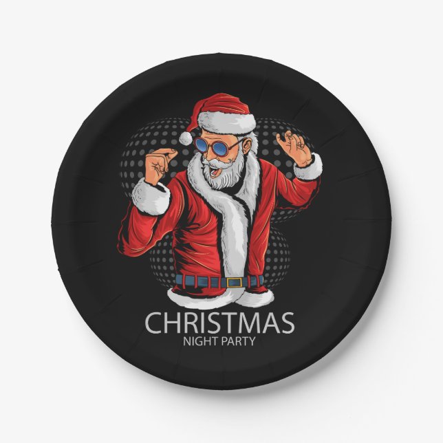 santa claus at christmas party of dancePaper Plate (Front)