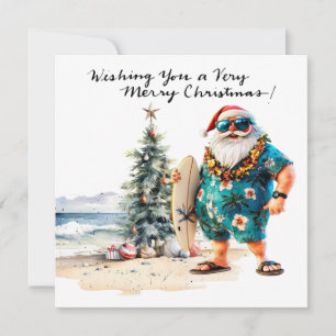 SANTA CLAUS at Hawaii Beach for Christmas Holiday Card