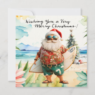 SANTA CLAUS at Hawaii Beach for Christmas Holiday Card