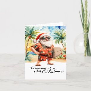SANTA CLAUS  at Hawaii Beach for Christmas Holiday Card