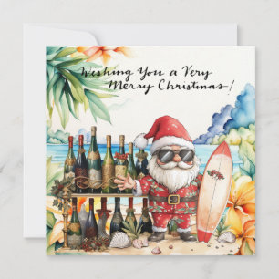 SANTA CLAUS at Hawaii Beach for Christmas Holiday Card