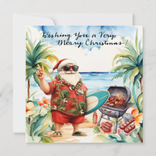 SANTA CLAUS at Hawaii Beach for Christmas Holiday Card