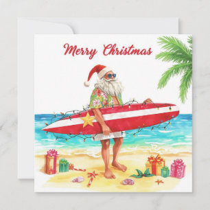 SANTA CLAUS  at Hawaii Beach for Christmas Holiday Card