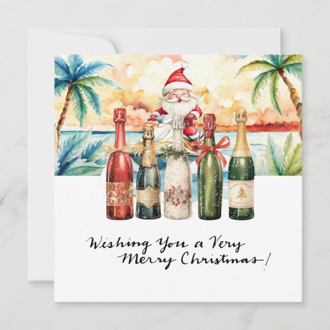 SANTA CLAUS  at Hawaii Beach for Christmas Holiday Card (Front)