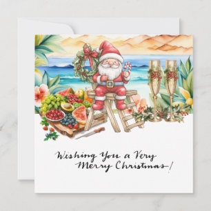SANTA CLAUS at Hawaii Beach for Christmas Holiday Card