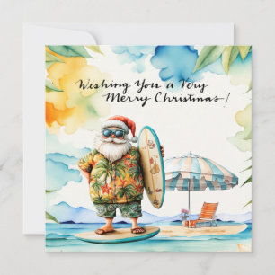 SANTA CLAUS at Hawaii Beach for Christmas Holiday Card