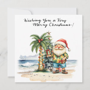 SANTA CLAUS at Hawaii Beach for Christmas Holiday Card