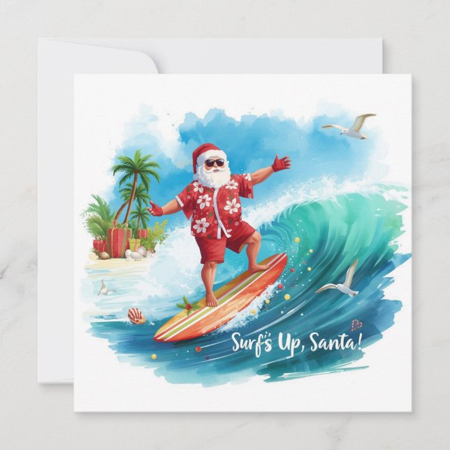 SANTA CLAUS  at Hawaii Beach for Christmas Holiday Card (Front)