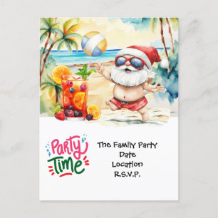 SANTA CLAUS  at Hawaii Beach for Christmas Holiday Postcard